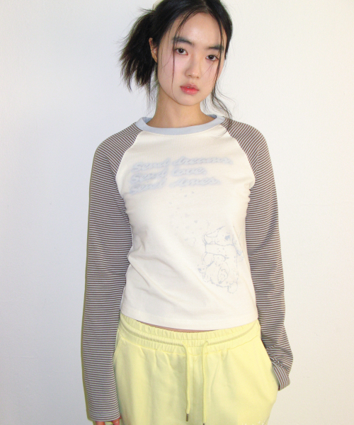 AMESWORLDWIDE(アメスワールドワイド)の「CUPID RABBIT STRIPE RAGLAN LS TEE BLUE(Tシャツ/カットソー・レディース・その他・SMALL/MEDIUM/LARGE)」の1枚目の写真