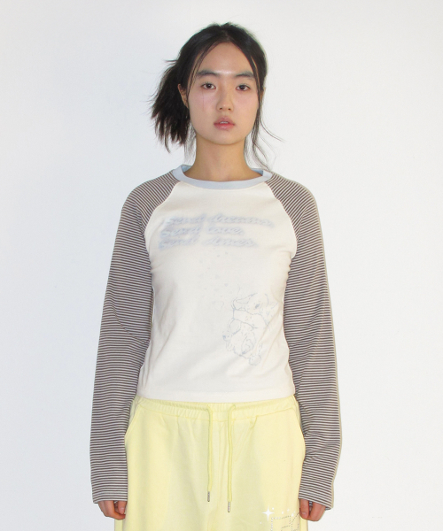 AMESWORLDWIDE(アメスワールドワイド)の「CUPID RABBIT STRIPE RAGLAN LS TEE BLUE(Tシャツ/カットソー・レディース・その他・SMALL/MEDIUM/LARGE)」の2枚目の写真