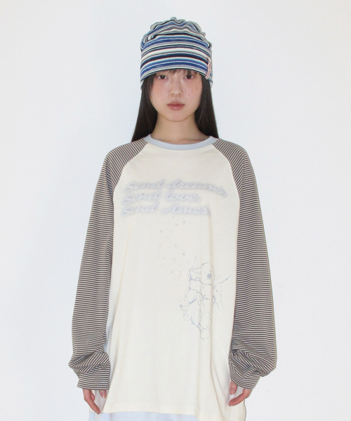 AMESWORLDWIDE(アメスワールドワイド)の「CUPID RABBIT STRIPE RAGLAN LS TEE BLUE(Tシャツ/カットソー・レディース・その他・SMALL/MEDIUM/LARGE)」の3枚目の写真