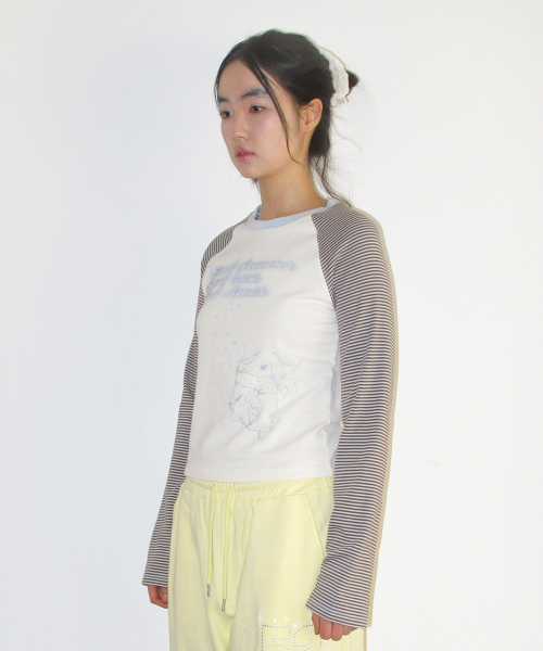 AMESWORLDWIDE(アメスワールドワイド)の「CUPID RABBIT STRIPE RAGLAN LS TEE BLUE(Tシャツ/カットソー・レディース・その他・SMALL/MEDIUM/LARGE)」の4枚目の写真