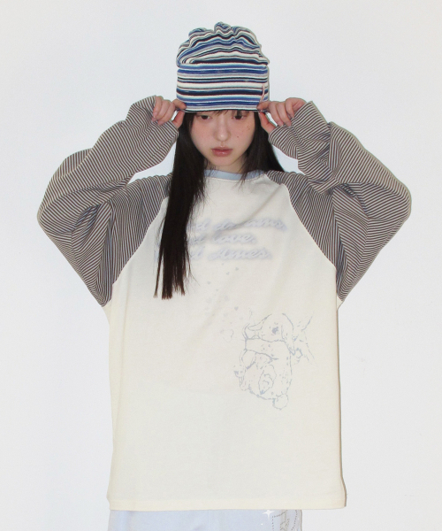 AMESWORLDWIDE(アメスワールドワイド)の「CUPID RABBIT STRIPE RAGLAN LS TEE BLUE(Tシャツ/カットソー・レディース・その他・SMALL/MEDIUM/LARGE)」の7枚目の写真