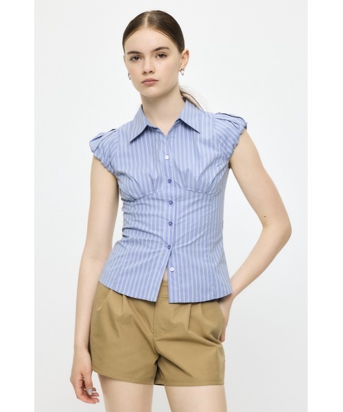 MOUSSY(マウジー)の「PUFF CAP SLEEVE ブラウス(シャツ/ブラウス・レディース・ブラウン/ライトブルー/アイボリー・1/2)」の3枚目の写真