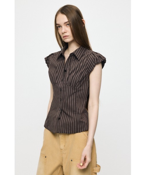 MOUSSY(マウジー)の「PUFF CAP SLEEVE ブラウス(シャツ/ブラウス・レディース・ブラウン/ライトブルー/アイボリー・1/2)」の9枚目の写真