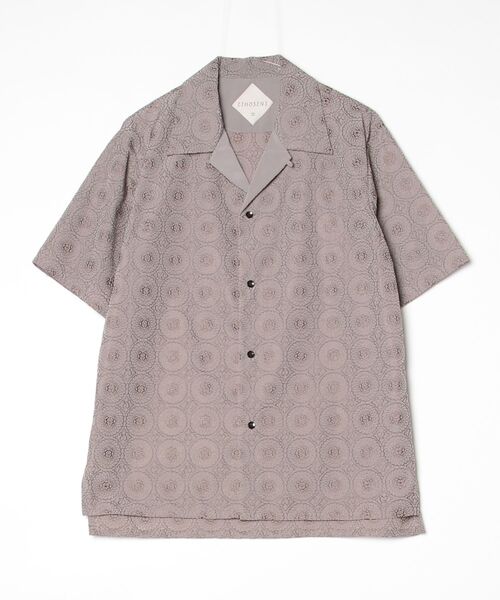 ETHOSENS(エトセンス)の「【ETHOSENS/エトセンス】Embroidly SS shirt(シャツ/ブラウス・メンズ・ブラック/ブラウン・1/2)」の2枚目の写真