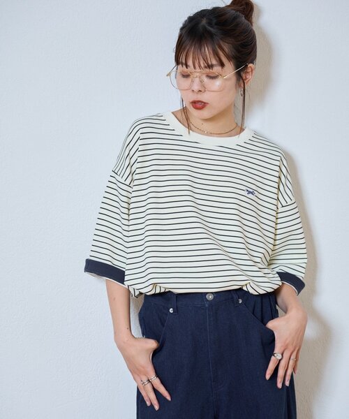 PENNEYS(ぺニーズ)の「【PENNEYS/ペニーズ】別注THE FOX配色裏メッシュTEE(Tシャツ/カットソー・レディース・ホワイト/ブラウン/ホワイト系その他/ネイビー・MEDIUM/LARGE)」の3枚目の写真