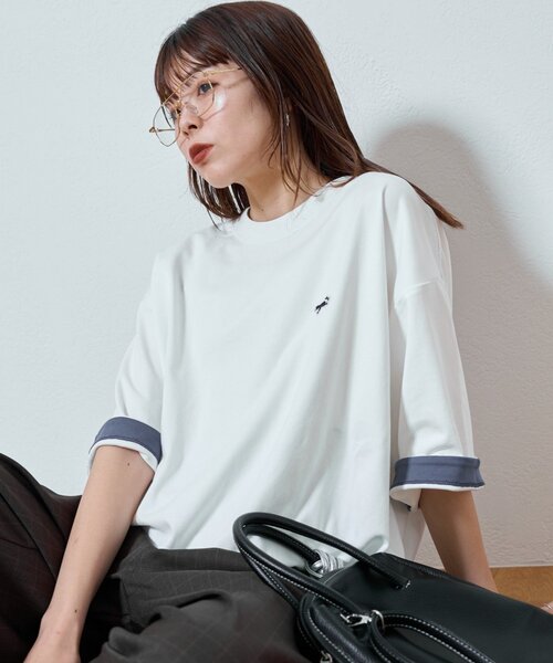 PENNEYS(ぺニーズ)の「【PENNEYS/ペニーズ】別注THE FOX配色裏メッシュTEE(Tシャツ/カットソー・レディース・ホワイト/ブラウン/ホワイト系その他/ネイビー・MEDIUM/LARGE)」の2枚目の写真