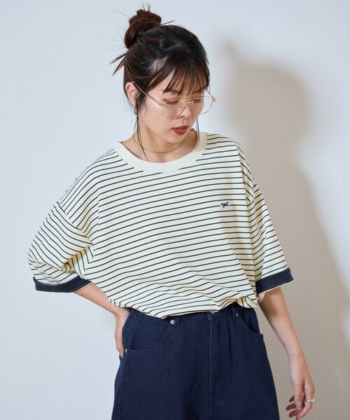 PENNEYS(ぺニーズ)の「【PENNEYS/ペニーズ】別注THE FOX配色裏メッシュTEE(Tシャツ/カットソー・レディース・ホワイト/ブラウン/ホワイト系その他/ネイビー・MEDIUM/LARGE)」の10枚目の写真