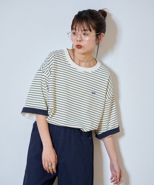 PENNEYS(ぺニーズ)の「【PENNEYS/ペニーズ】別注THE FOX配色裏メッシュTEE(Tシャツ/カットソー・レディース・ホワイト/ブラウン/ホワイト系その他/ネイビー・MEDIUM/LARGE)」の11枚目の写真