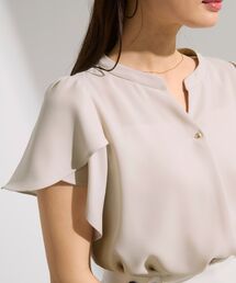 【接触冷感】ゴールドボタンスキッパーブラウス 【低身長・小柄女性】