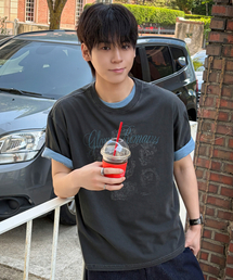 フレームピグメント半袖Tシャツブラックチャコール