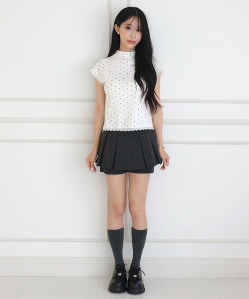 ALLuRing ChaRm(アリュリングチャーム)の「French Sleeve Dot Lace T-Shirt / フレンチスリーブ ドットレースTシャツ(Tシャツ/カットソー・レディース・ホワイト・FREE)」の6枚目の写真