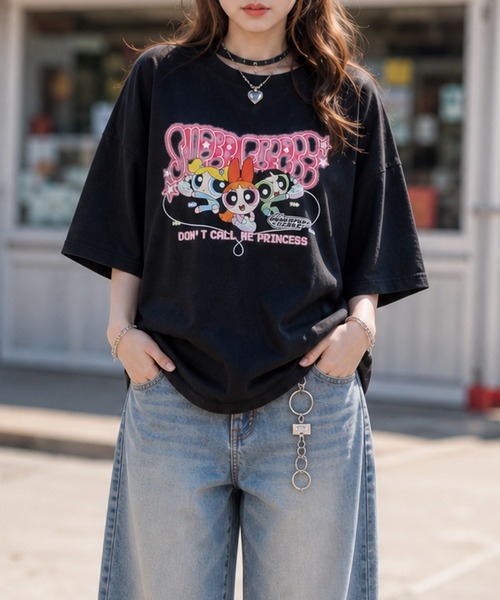 JOHN'S CLOSET(ジョンズクローゼット)の「【s】〔THE POWERPUFF GIRLS / パワパフガールズ〕アソートデザインインクジェットプリントTシャツ(Tシャツ/カットソー・レディース・ブラック系4/ホワイト系4/ホワイト系1/ホワイト系3/ホワイト系2/ブラック系2/ブラック系3/ブラック系1・LARGE/MEDIUM)」の5枚目の写真