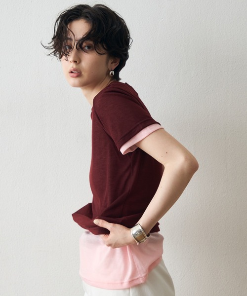 Trish(トリッシュ)の「Pack de 2 T-shirts(Tシャツ/カットソー・レディース・ボルドー/イエロー/ブルー/ブラック/レッド/ホワイト・LARGE/MEDIUM)」の6枚目の写真