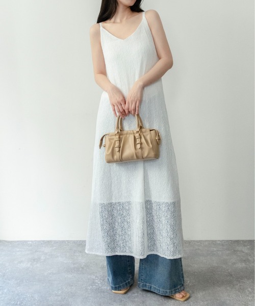 on:nue(オンニュ)の「【on:nue】カラミレースキャミワンピース/2026 SS COLLECTION(ワンピース・レディース・アイボリー/ブラック/ホワイト・FREE)」の2枚目の写真
