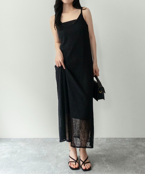 on:nue(オンニュ)の「【on:nue】カラミレースキャミワンピース/2026 SS COLLECTION(ワンピース・レディース・アイボリー/ブラック/ホワイト・FREE)」の7枚目の写真