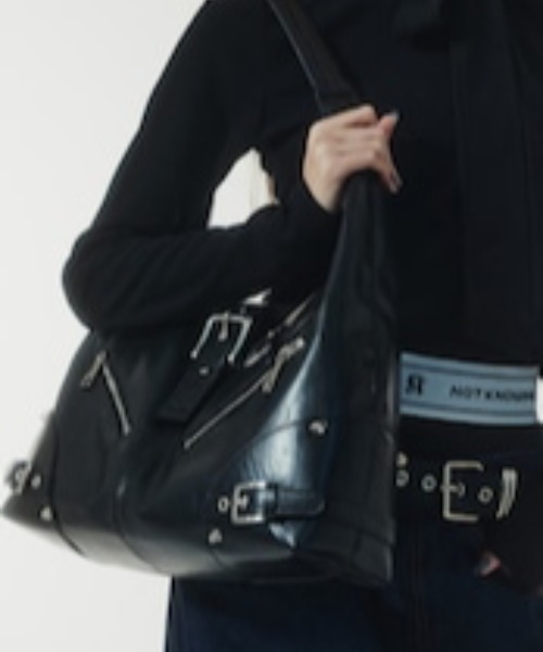 NOT KNOWING（ノットノーイング）の「Black Moto Hobo Bag（トートバッグ・レディース・ホワイト・FREE）」の13枚目の写真