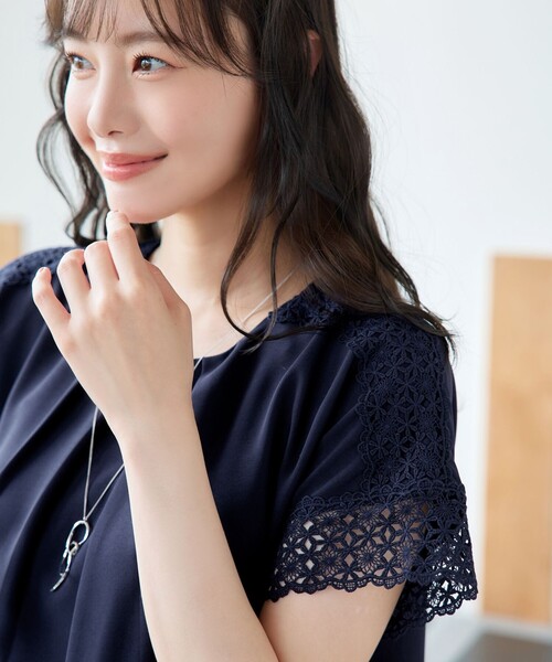 Tiaclasse(ティアクラッセ)の「ケミカルレースチュニック(Tシャツ/カットソー・レディース・ミント/ネイビー/ブラック・L/M/S)」の13枚目の写真