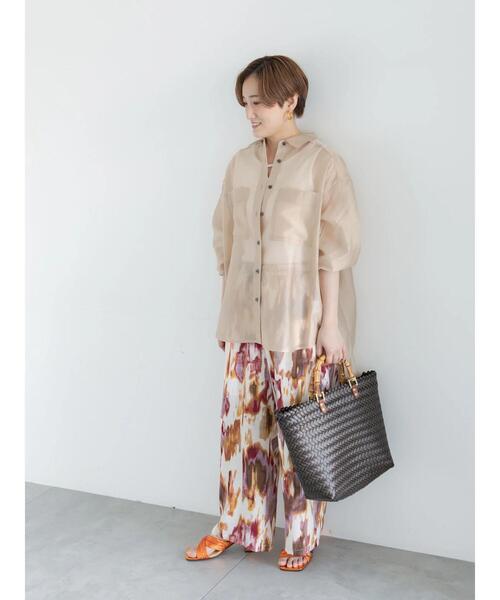 Te chichi(テチチ)の「シアーシャツ(シャツ/ブラウス・レディース・グリーン/ダークブラウン/ベージュ・F)」の4枚目の写真