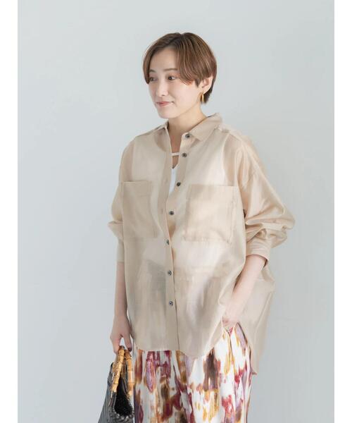 Te chichi(テチチ)の「シアーシャツ(シャツ/ブラウス・レディース・グリーン/ダークブラウン/ベージュ・F)」の5枚目の写真