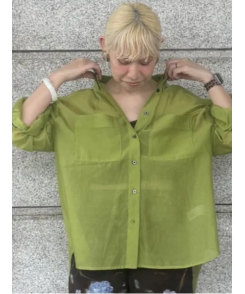 Te chichi(テチチ)の「シアーシャツ(シャツ/ブラウス・レディース・グリーン/ダークブラウン/ベージュ・F)」の3枚目の写真