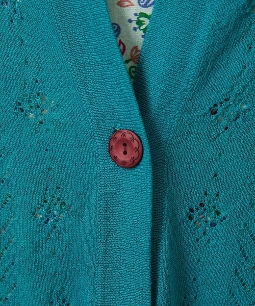 Jocomomola(ホコモモラ)の「【接触冷感】Fresco フラワー刺繍ロングカーディガン(カーディガン/ボレロ・レディース・ベージュ/グリーン・40)」の9枚目の写真