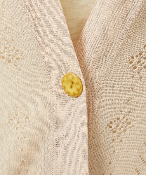 Jocomomola(ホコモモラ)の「【接触冷感】Fresco フラワー刺繍ロングカーディガン(カーディガン/ボレロ・レディース・ベージュ/グリーン・40)」の4枚目の写真