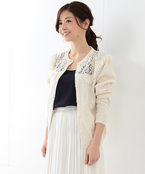 Kaon（カオン）の「KAON / レースヨーク ニットカーディガン（ニット/セーター・レディース・ホワイト系その他/ブラック・ONE SIZE）」の13枚目の写真