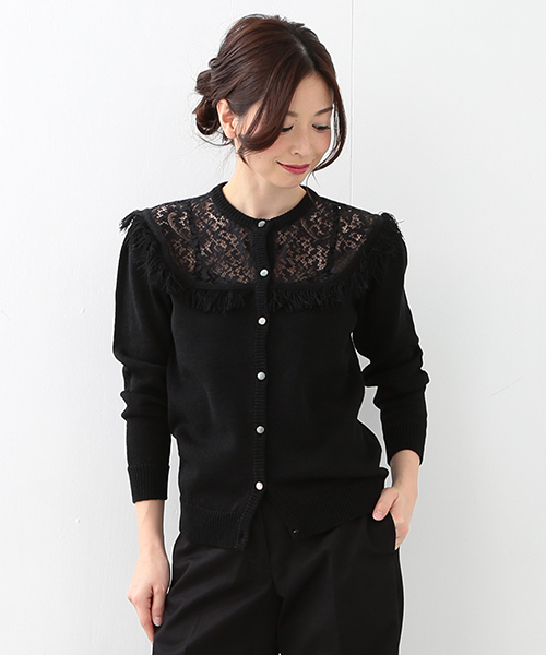 Kaon（カオン）の「KAON / レースヨーク ニットカーディガン（ニット/セーター・レディース・ホワイト系その他/ブラック・ONE SIZE）」の15枚目の写真