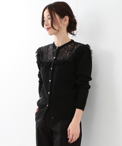 Kaon（カオン）の「KAON / レースヨーク ニットカーディガン（ニット/セーター・レディース・ホワイト系その他/ブラック・ONE SIZE）」の6枚目の写真