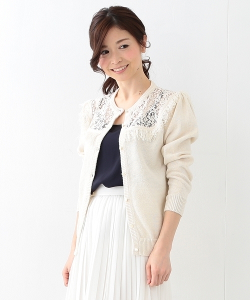 Kaon（カオン）の「KAON / レースヨーク ニットカーディガン（ニット/セーター・レディース・ホワイト系その他/ブラック・ONE SIZE）」の7枚目の写真