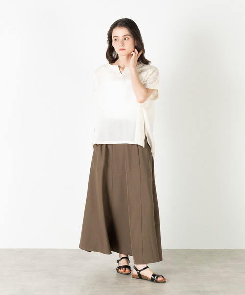MELROSE claire(メルローズ クレール)の「【ドライボイル刺しゅうブラウス】(シャツ/ブラウス・レディース・オフホワイト/ブラック/ネイビー/ブラウン・FREE)」の6枚目の写真
