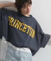 OEパウダー天竺 PRINCETON ロゴ 短丈 ワイドボリューム Tシャツ