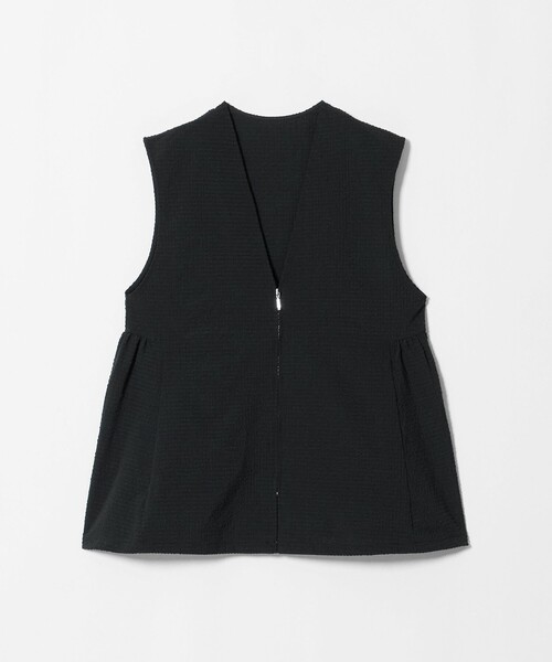 A DAY IN THE LIFE UNITED ARROWS（アデイインザライフユナイテッドアローズ）の「サッカー ペプラム ジップベスト ＜A DAY IN THE LIFE＞（Tシャツ/カットソー・レディース・ダークブラウン/ネイビー/ブラック・FREE）」の2枚目の写真