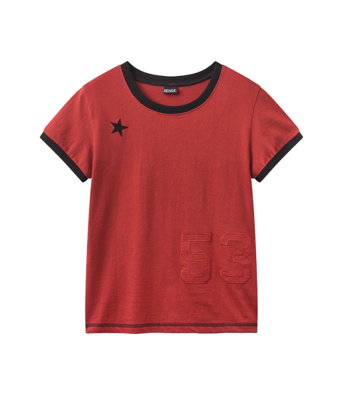 RENSE(レンセ)の「Star Patch Slim Fit Ringer Tee Red(Tシャツ/カットソー・レディース・その他・OS)」の3枚目の写真
