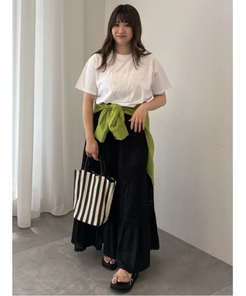 Te chichi(テチチ)の「コットンローンレースティアードスカート(スカート・レディース・グリーン/ブラック/ホワイト・F)」の14枚目の写真