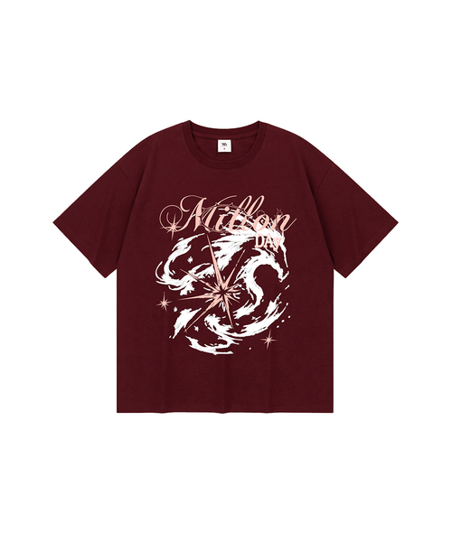MILLION DAY（ミリオンデイ）の「スターホース クールコットン 半袖Tシャツ（Tシャツ/カットソー・レディース・バーガンディー/ホワイト・SMALL/MEDIUM/LARGE/X-LARGE）」の2枚目の写真