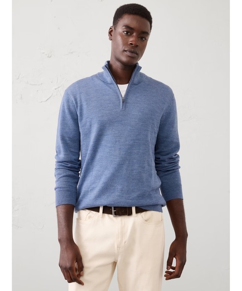 BANANA REPUBLIC FACTORY STORE(バナナリパブリック ファクトリーストア)の「BANANA REPUBLIC FACTORY STORE メリノウールハーフジップセーター(ニット/セーター・メンズ・ブラック/チャコールグレー/ブルー/ネイビー/ナチュラル・M/S/XL/L)」の5枚目の写真