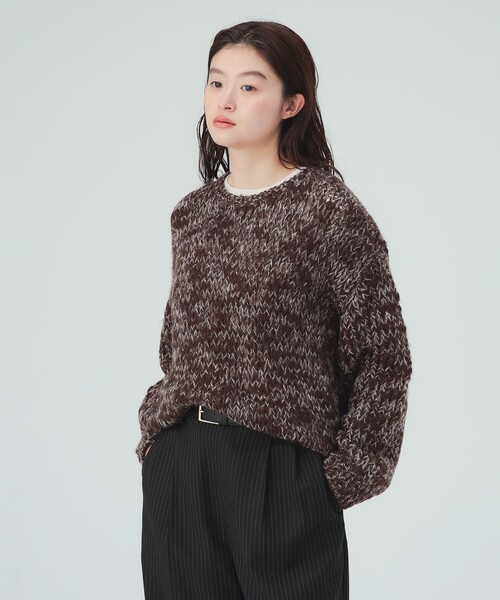 BEAMS HEART(ビームスハート)の「ミックススラブ ニット プルオーバー(ニット/セーター・レディース・ブラウン/ホワイト系その他5/グレー・FREE)」の3枚目の写真