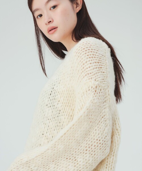 BEAMS HEART(ビームスハート)の「ミックススラブ ニット プルオーバー(ニット/セーター・レディース・ブラウン/ホワイト系その他5/グレー・FREE)」の7枚目の写真