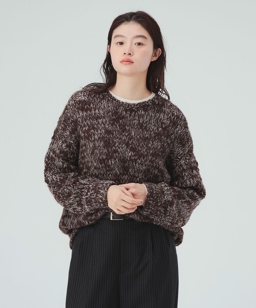 BEAMS HEART(ビームスハート)の「ミックススラブ ニット プルオーバー(ニット/セーター・レディース・ブラウン/ホワイト系その他5/グレー・FREE)」の19枚目の写真