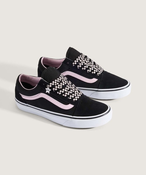 VANS(バンズ)の「オールドスクール / Old Skool BLACK/WHITE VN000D6WY281(スニーカー・メンズ・ブラック×ピンク・4/6/6.5/5/7/5.5/4.5)」の2枚目の写真