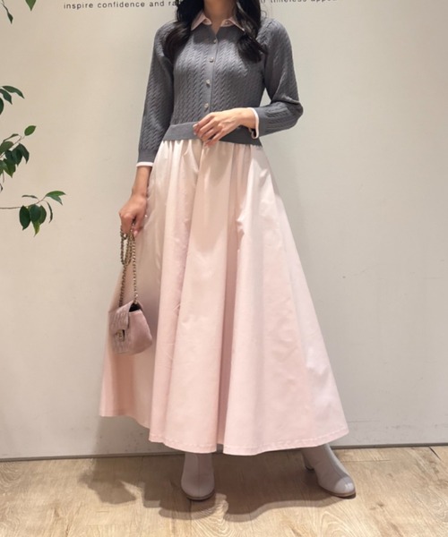 JUSGLITTY(ジャスグリッティー)の「7分袖ケーブルドッキングワンピース(ワンピース・レディース・ダークブラウン/ネイビー/グレー・2/1)」の2枚目の写真