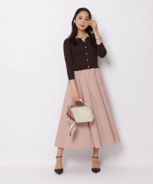 JUSGLITTY(ジャスグリッティー)の「7分袖ケーブルドッキングワンピース(ワンピース・レディース・ダークブラウン/ネイビー/グレー・2/1)」の5枚目の写真