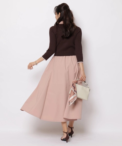 JUSGLITTY(ジャスグリッティー)の「7分袖ケーブルドッキングワンピース(ワンピース・レディース・ダークブラウン/ネイビー/グレー・2/1)」の7枚目の写真