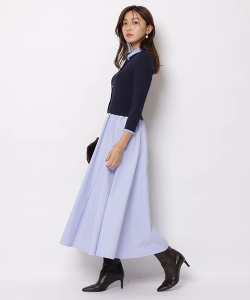 JUSGLITTY(ジャスグリッティー)の「7分袖ケーブルドッキングワンピース(ワンピース・レディース・ダークブラウン/ネイビー/グレー・2/1)」の12枚目の写真