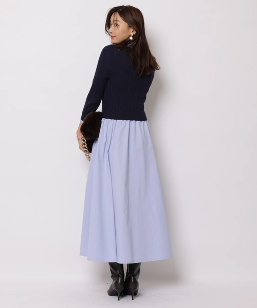 JUSGLITTY(ジャスグリッティー)の「7分袖ケーブルドッキングワンピース(ワンピース・レディース・ダークブラウン/ネイビー/グレー・2/1)」の13枚目の写真