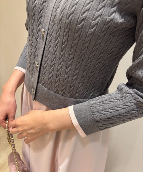 JUSGLITTY(ジャスグリッティー)の「7分袖ケーブルドッキングワンピース(ワンピース・レディース・ダークブラウン/ネイビー/グレー・2/1)」の16枚目の写真