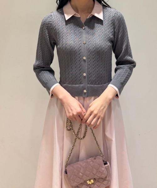 JUSGLITTY(ジャスグリッティー)の「7分袖ケーブルドッキングワンピース(ワンピース・レディース・ダークブラウン/ネイビー/グレー・2/1)」の18枚目の写真