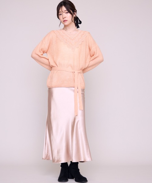 MISCH MASCH(ミッシュマッシュ)の「2026秋冬新作 サテンマーメイドスカート(スカート・レディース・イエロー/ピンク/ベージュ・フリ-)」の7枚目の写真