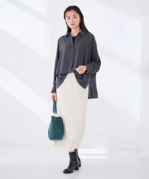 a.v.v(アーヴェヴェ)の「【洗える/接触冷感】楊柳 ドルマン シルエット シャツ(シャツ/ブラウス・レディース・チャコールグレー/ブラック/カーキ・39)」の18枚目の写真